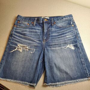 Madewell Womens Shorts Sz 26 High Rise 5 Pocket / Denim Blue‎ Jeans / Distressed